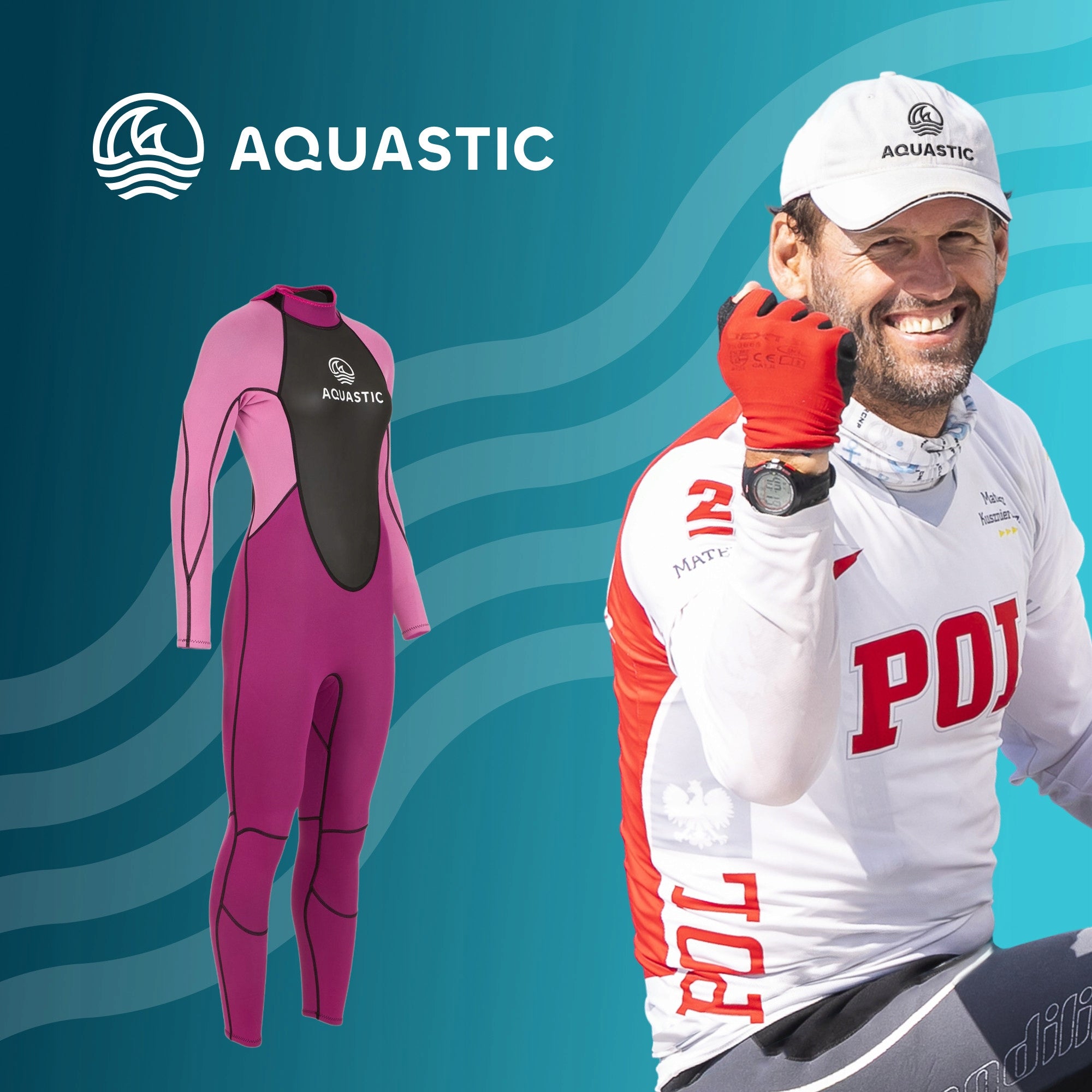 Women's surf foam AQUASTIC made of neoprene 3/2 mm WAVEY pink L Packaging status original