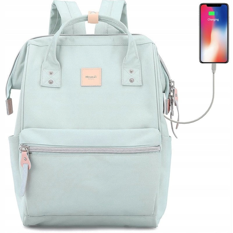Women's urban backpack Himawari Sorrel HM1881 for laptop 13,3 USB mint