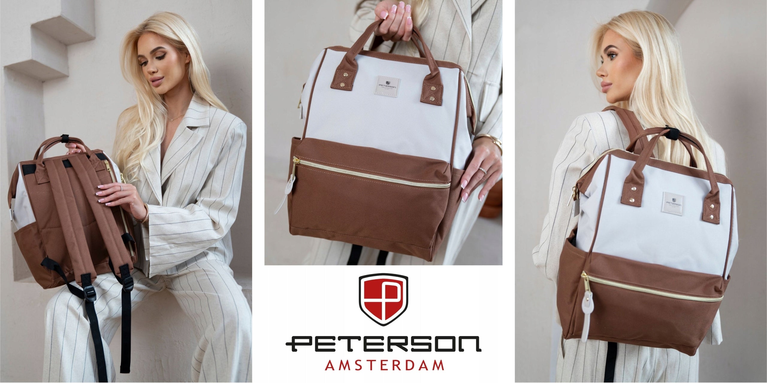 Women's urban backpack PETERSON lightweight fabric backpack long shoulder straps Packaging status original