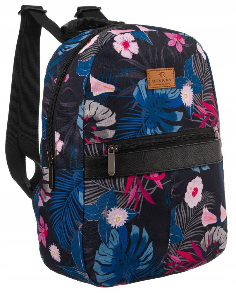 Women's urban school backpack patterned with youth flowers Rovicky