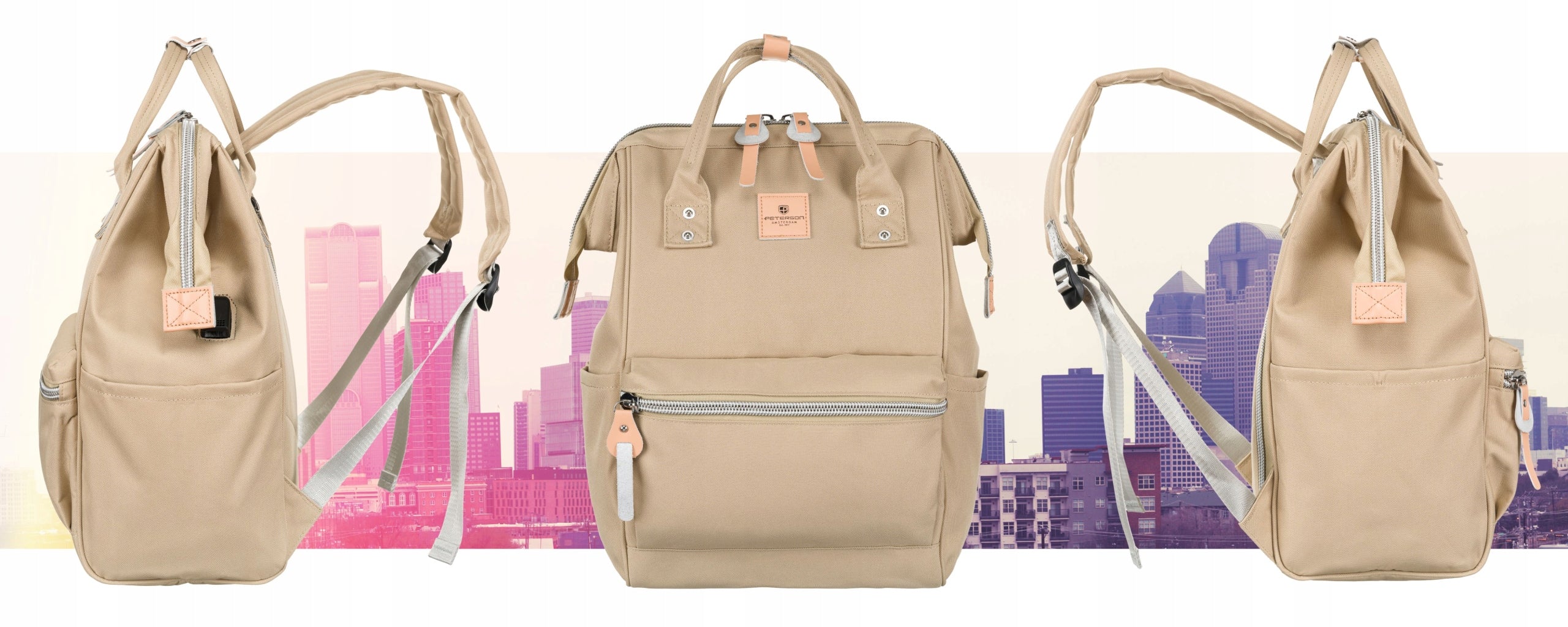 Women's urban youth laptop backpack multifunctional usb PETERSON Brand Peterson