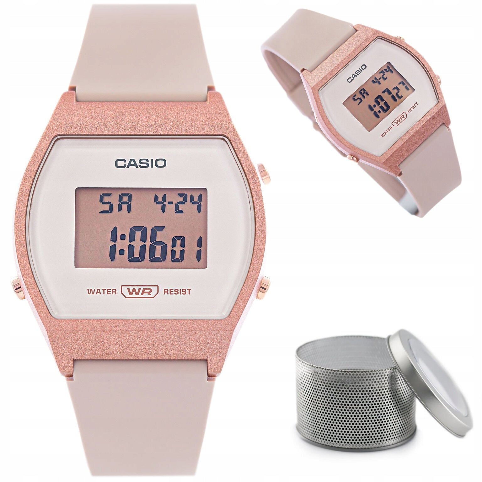 Women's watch Casio digital beige rose gold quartz WR50