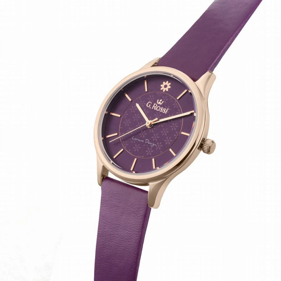 Women's watch G. Rossi LEATHER STRAP DECORATIVE DIAL + ENGRAVING Brand G. Rossi