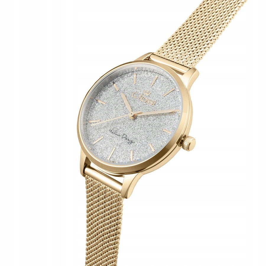 Women's watch G. Rossi SELMA gold mesh IMPRESSIVE DIAL - with ENGRAVING Brand G. Rossi