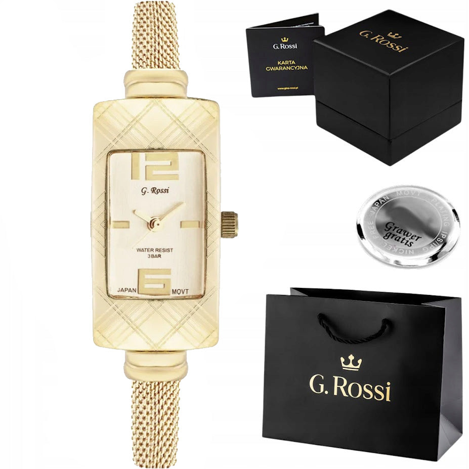 Women's watch G. Rossi SENSEI rectangular delicate gold - WITH ENGRAVING