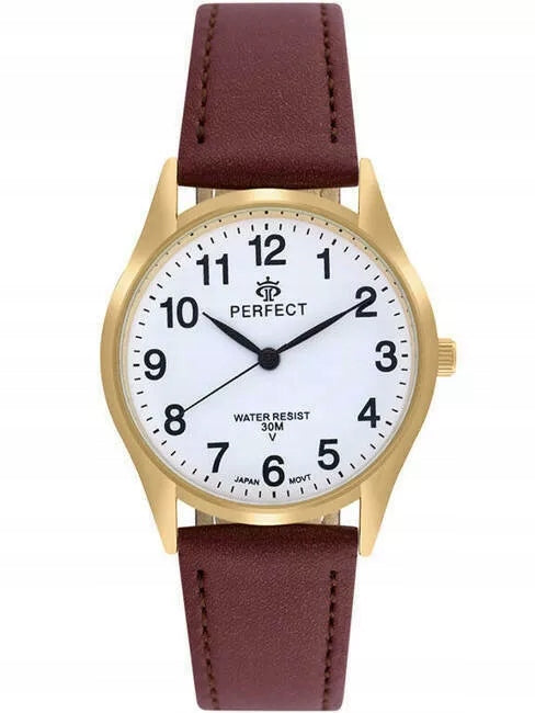 Women's watch GOLD PERFECT Classic LARGE NUMBERS waterproof Stylish Fashionable Model perfect-zloty-braz