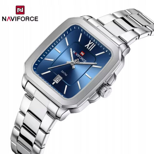 Women's watch Naviforce rectangular with date blue dial Manufacturer code NF9239L