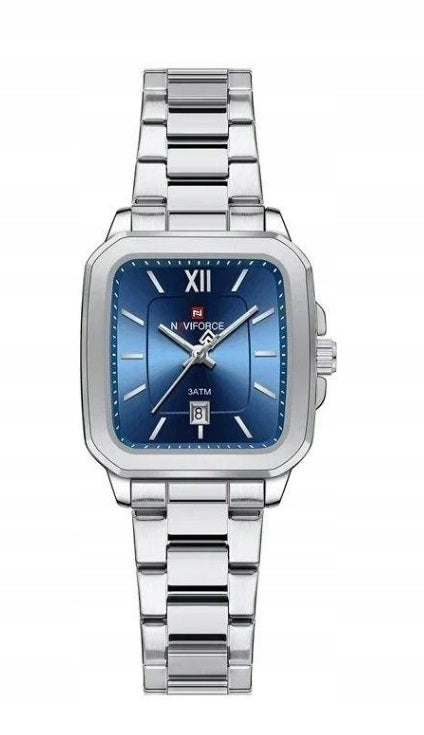 Women's watch Naviforce rectangular with date blue dial