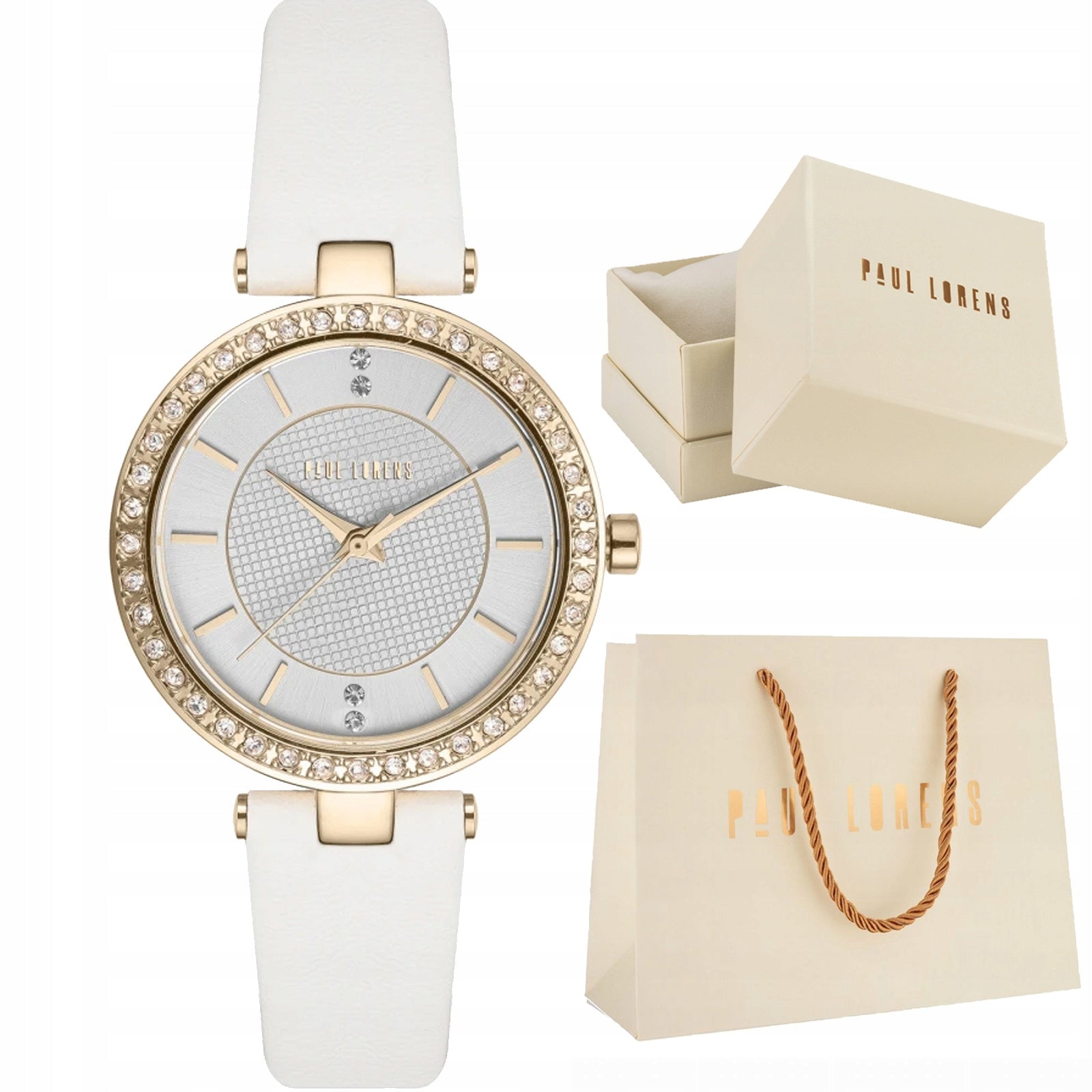 Women's watch Paul Lorens 10995A2-3C2 - on leather strap - WITH ZIRCONS