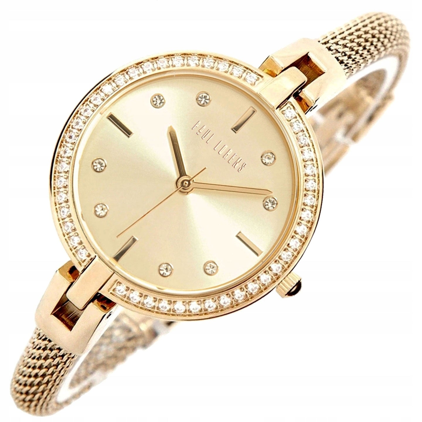 Women's watch Paul Lorens AMBER delicate FEMALE rhinestones gold + ENGRAVING