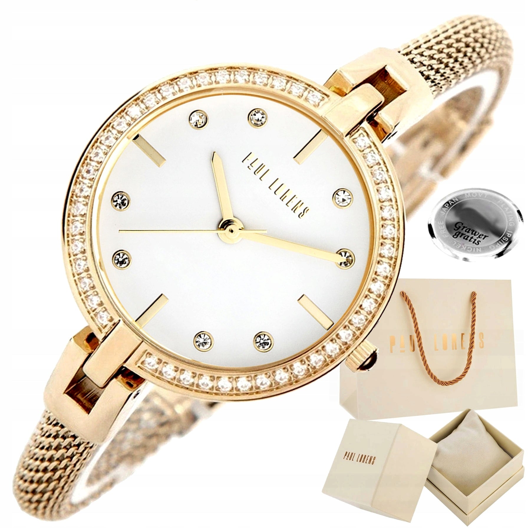 Women's watch Paul Lorens AMBER -women's- gift ZIRCONS BOX + ENGRAVING