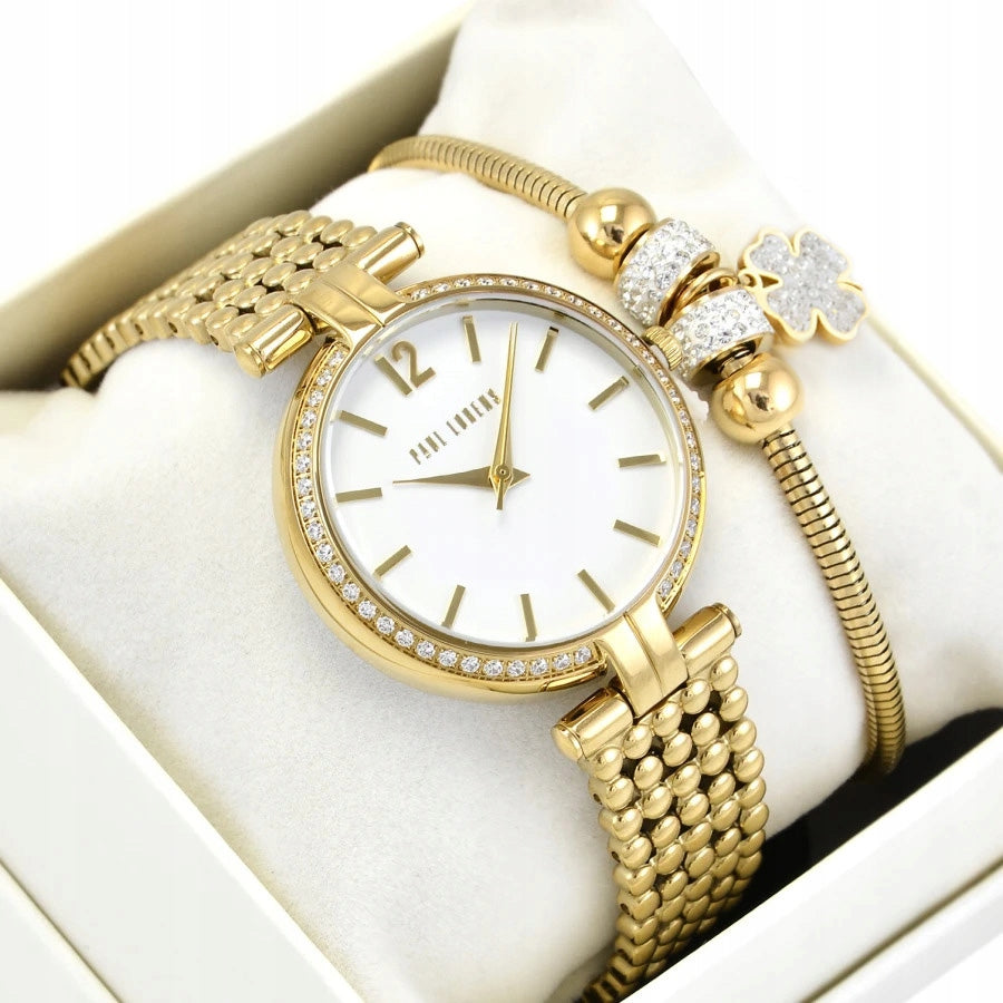 Women's watch Paul Lorens ARUBA gold set with bracelet BOX +ENGRAVING