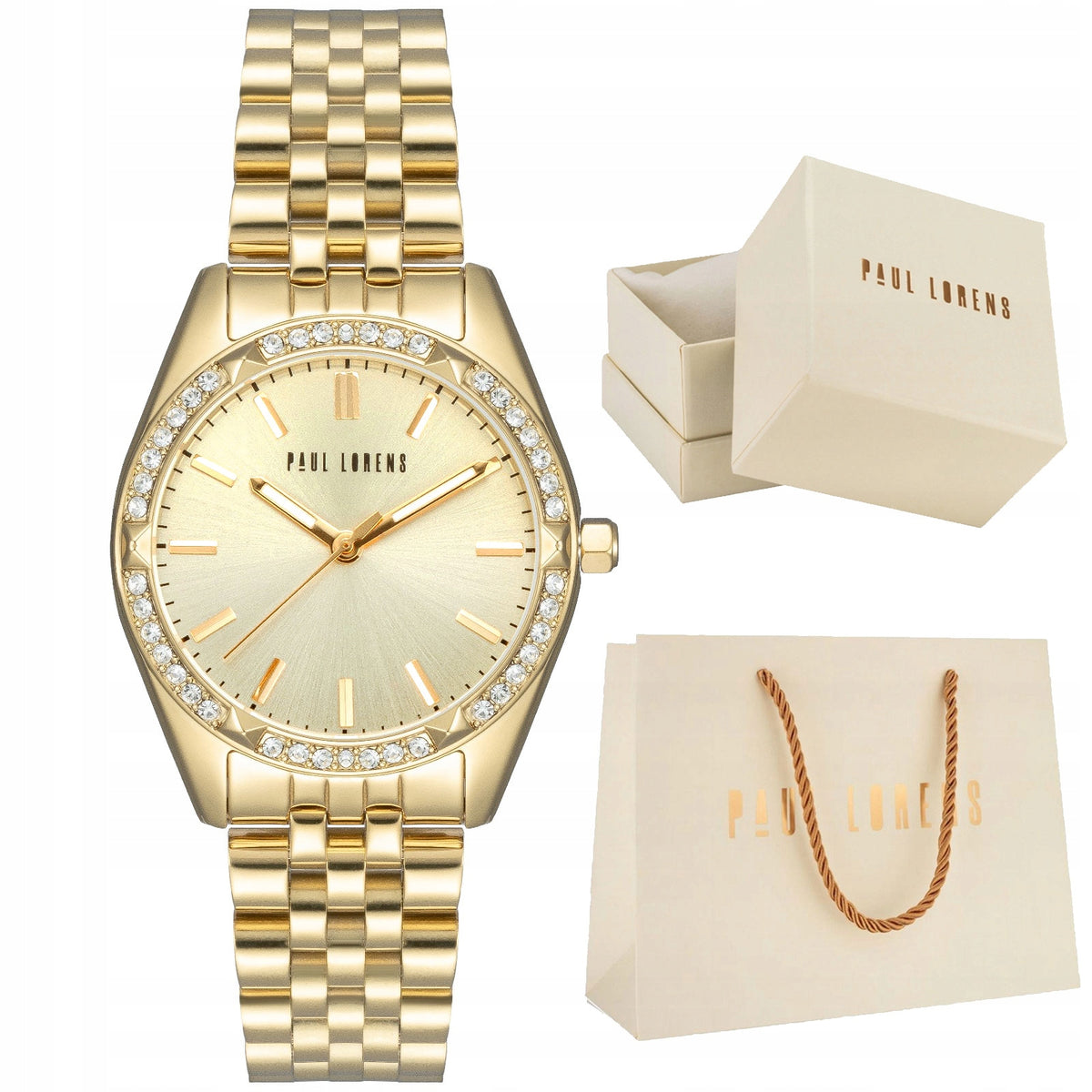 Women's watch Paul Lorens DIANE on bracelet case with zircons ENGRAVING