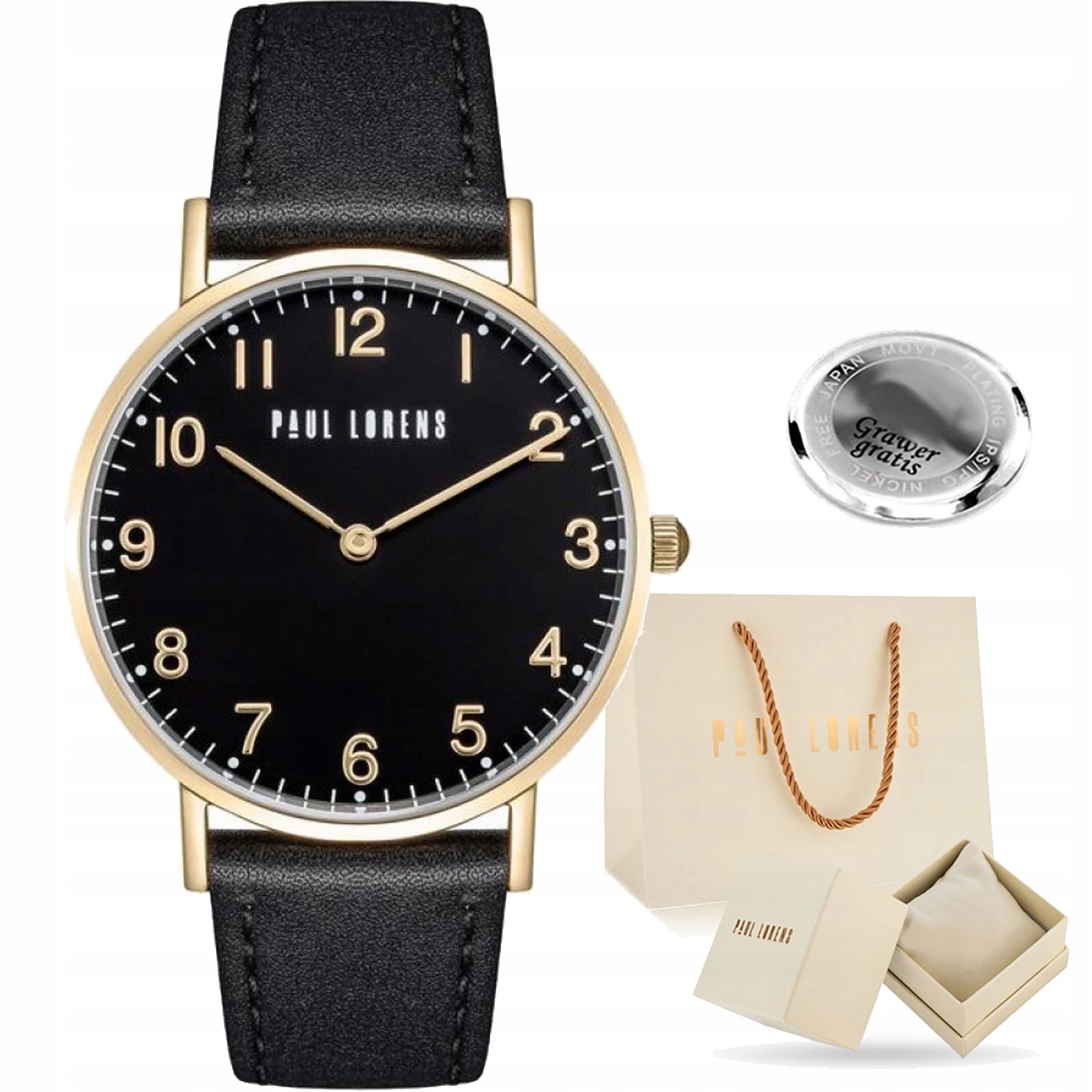 Women's watch Paul Lorens DIVALI leather dial numbers for gift + ENGRAVING