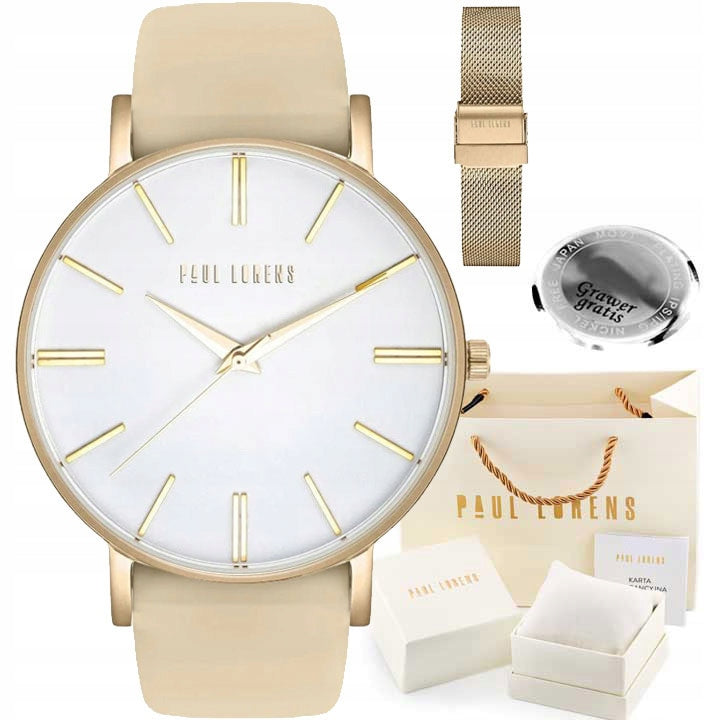 Women's watch Paul Lorens JULIE beige strap + mesh