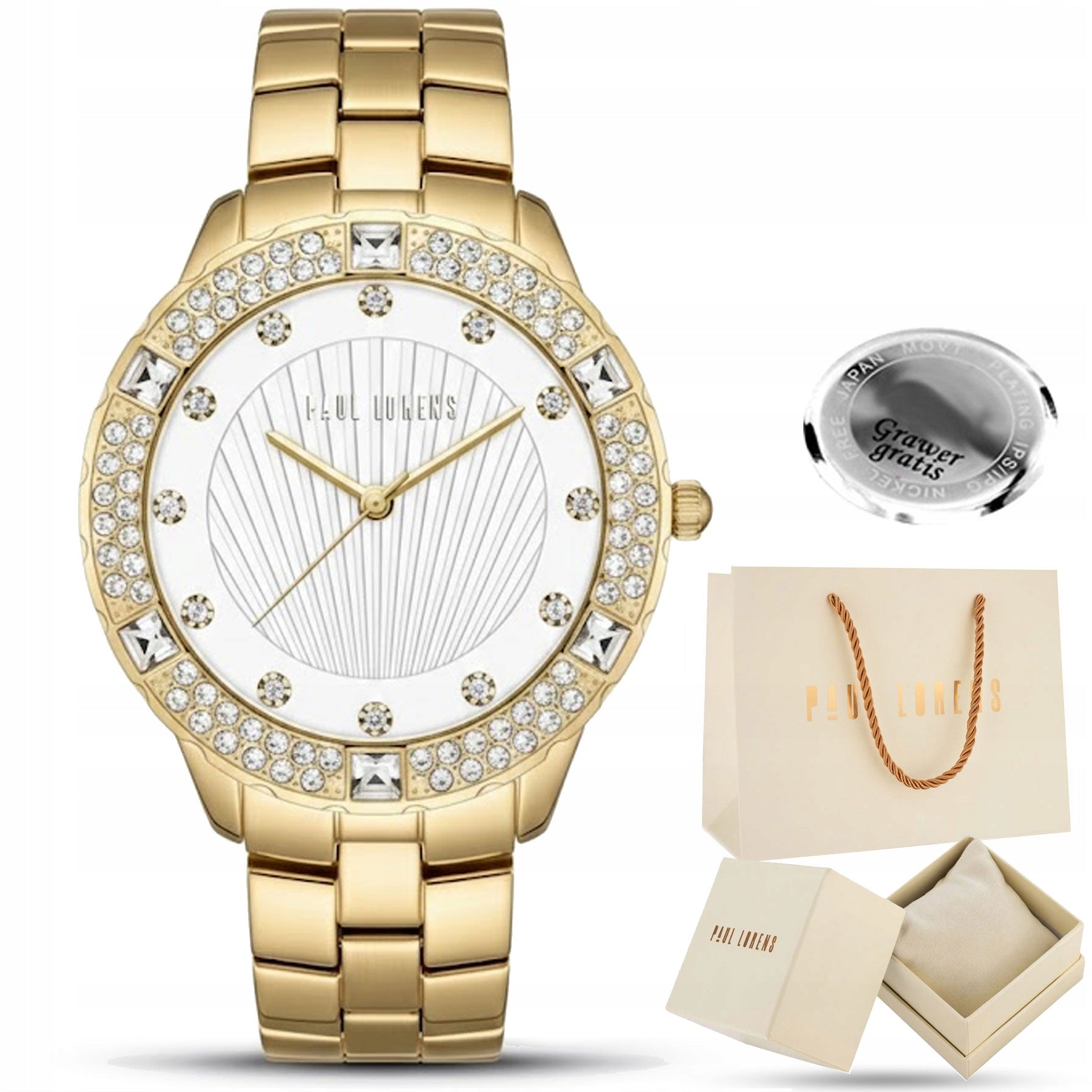 Women's watch Paul Lorens NAOME with ZIRCONS and steel bracelet +ENGRAVING Brand Paul Lorens