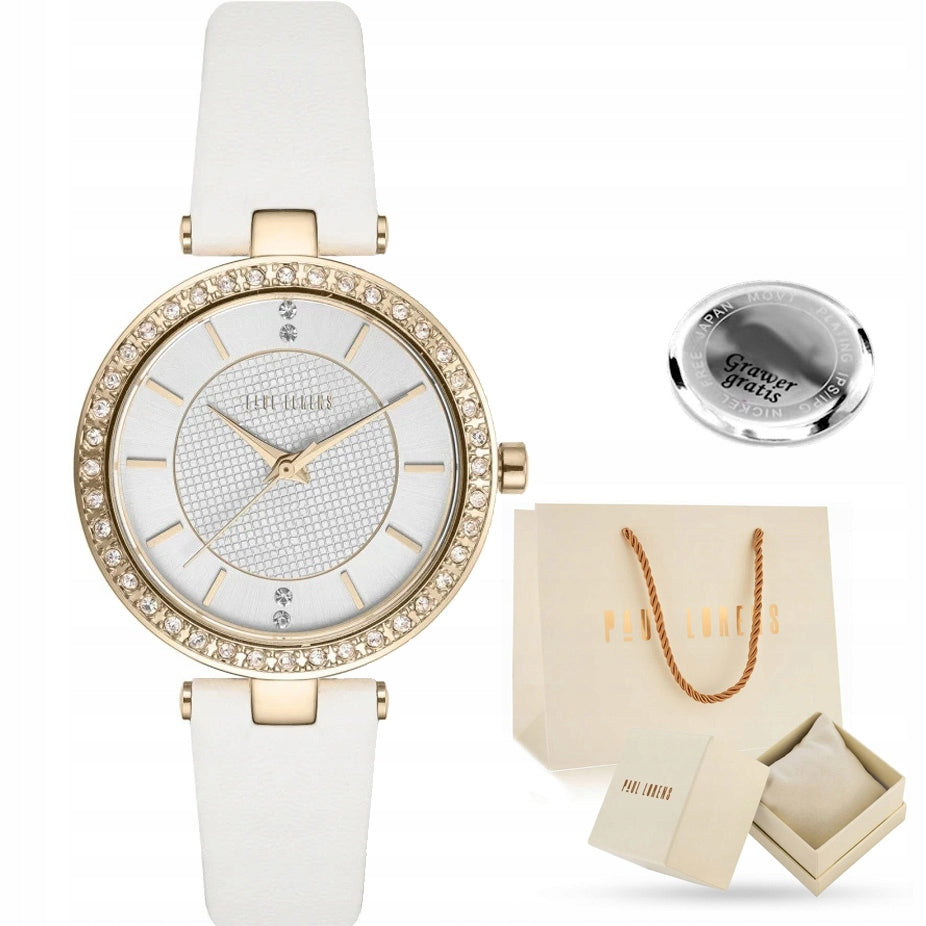 Women's watch Paul Lorens REMA elegant with zircons leather strap ENGRAVING