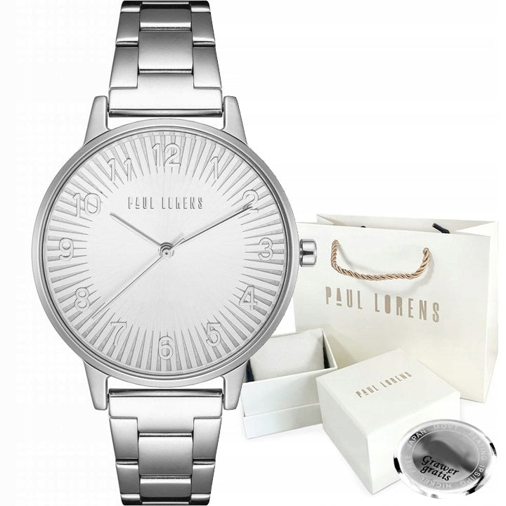 Women's watch Paul Lorens VARESE silver with numbers - WITH ENGRAVING