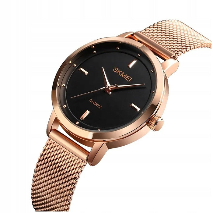 Women's watch SKMEI analog bracelet black silver copper