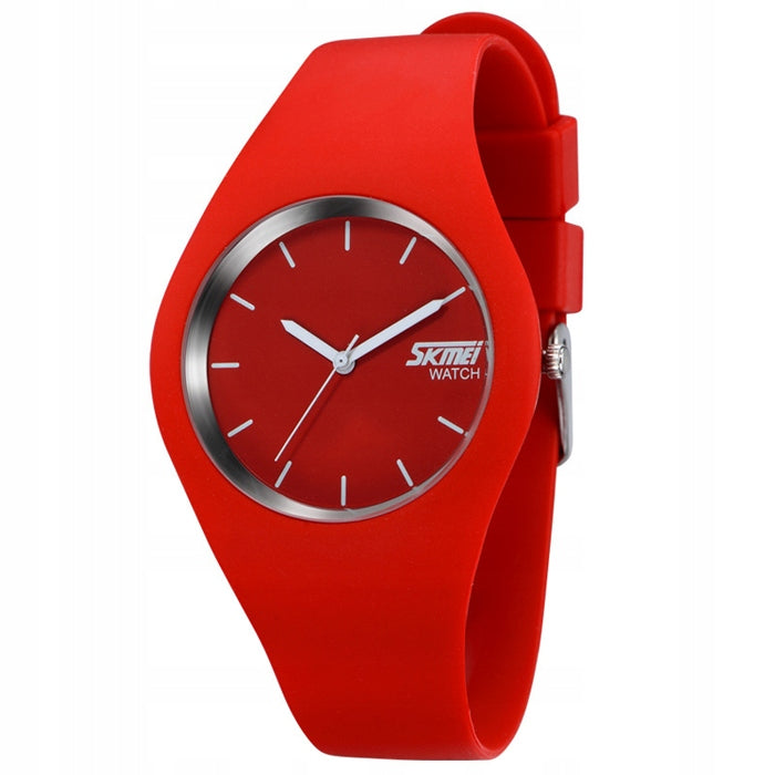Women's watch SKMEI hand silicone strap black white red