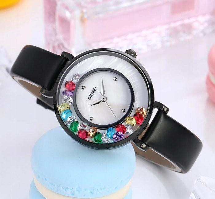 Women's watch SKMEI skm.120411a.wm analog leather black stylish Brand Skmei