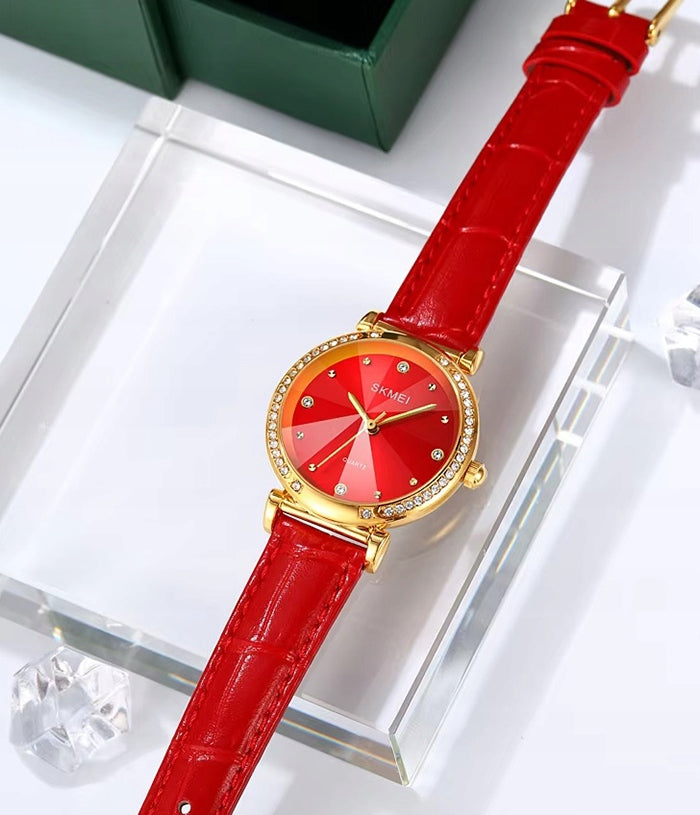 Women's watch SKMEI skm.120721a.wm analog leather strap red Brand Skmei