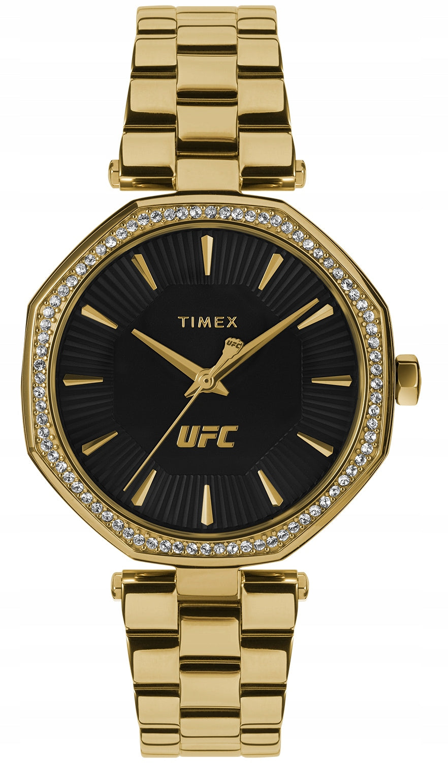 Women's watch gold on bracelet TIMEX UFC STREET with zircons WR50