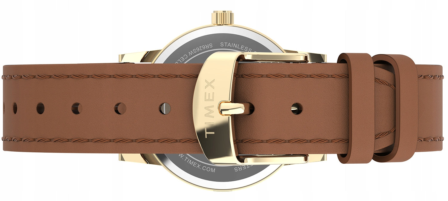 Women's watch gold on leather strap TIMEX TW2Y72700 with numbers Manufacturer code TW2Y72700