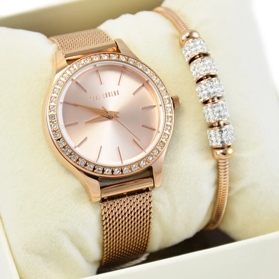 Women's watch set Paul Lorens VANESSA rhinestones + BRACELET + BOX