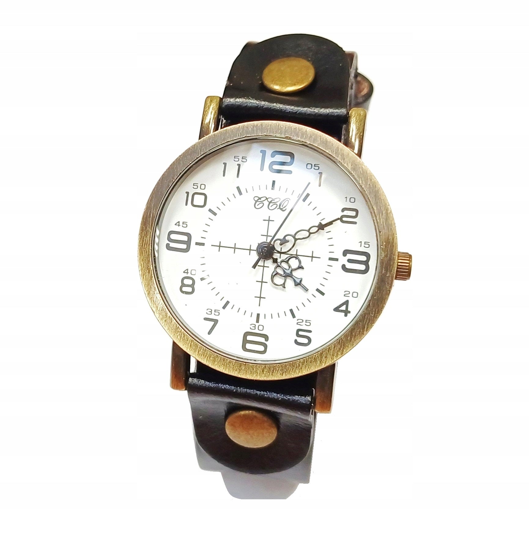 Women's watch vintage brown leather strap retro classic elegant box