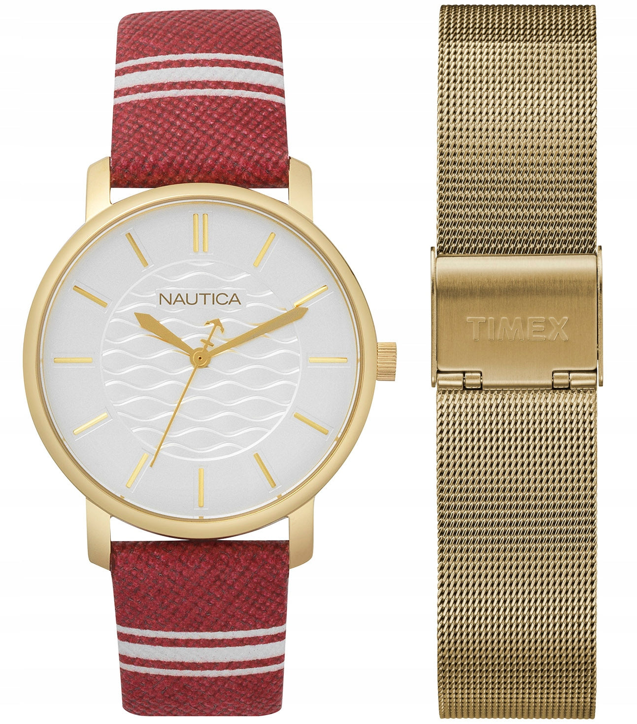 Women's watch waterproof on strap NAUTICA + mesh bracelet elegant