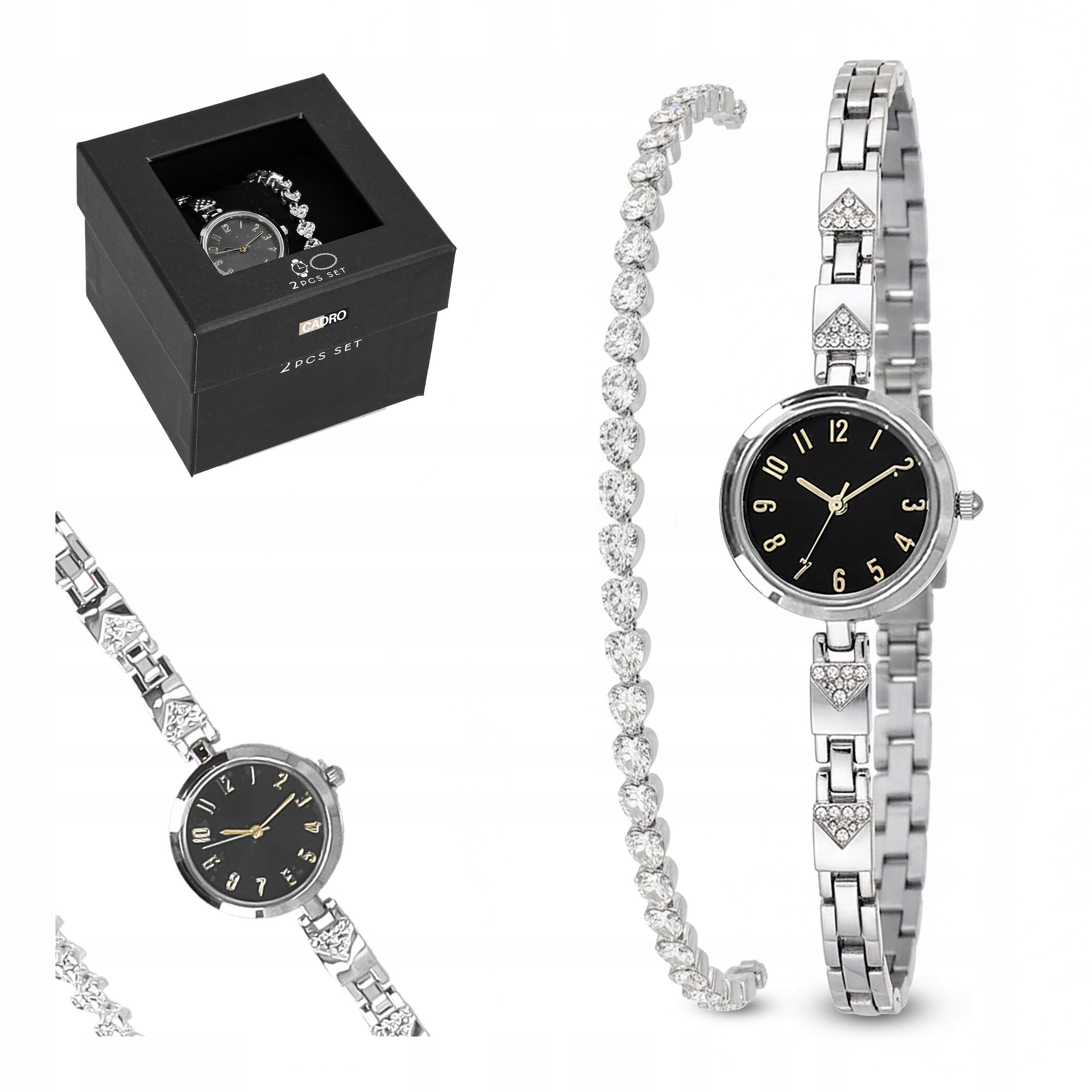 Women's watch with bracelet silver gift set for mom's wife
