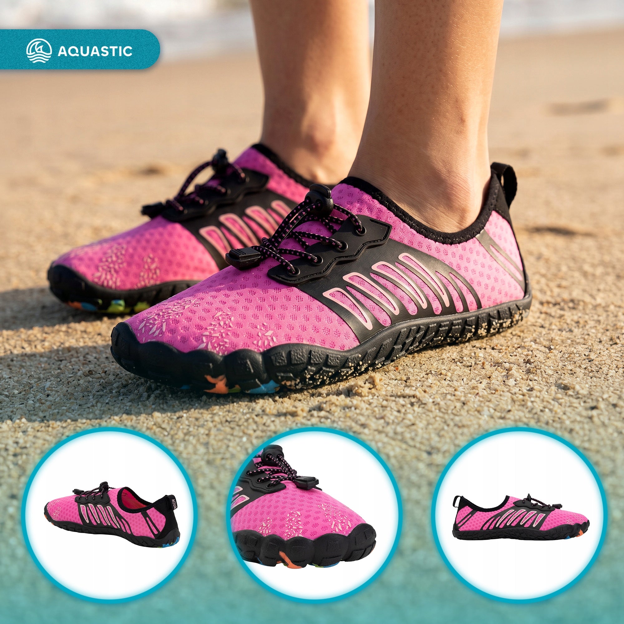 Women's water shoes AQUASTIC WS120 LIGHT ON STONES ECHINACEA BEACH 39 Brand Aquastic