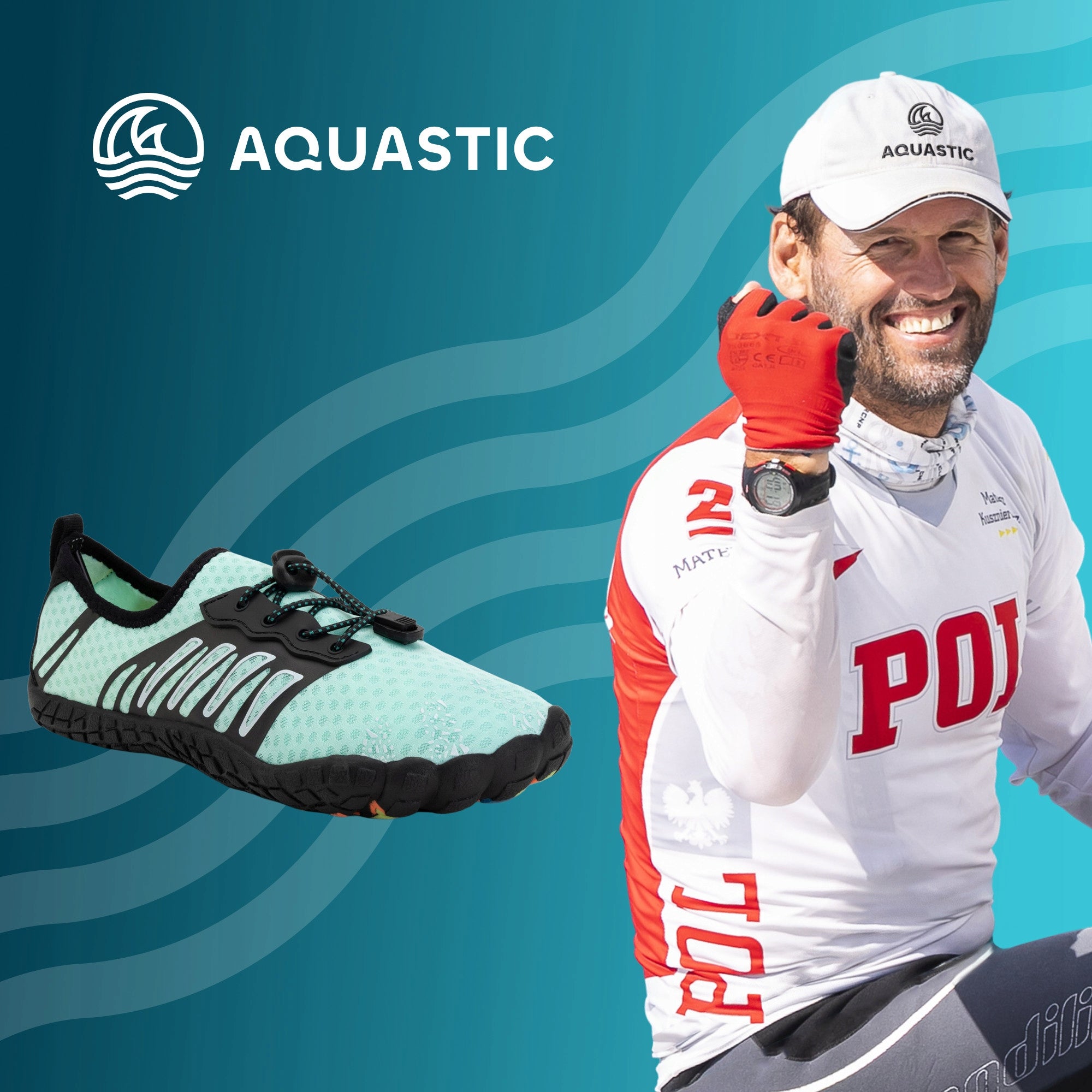 Women's water shoes AQUASTIC WS120 turquoise FOR BEACH ECHINACEA STONES 38 Packaging status original