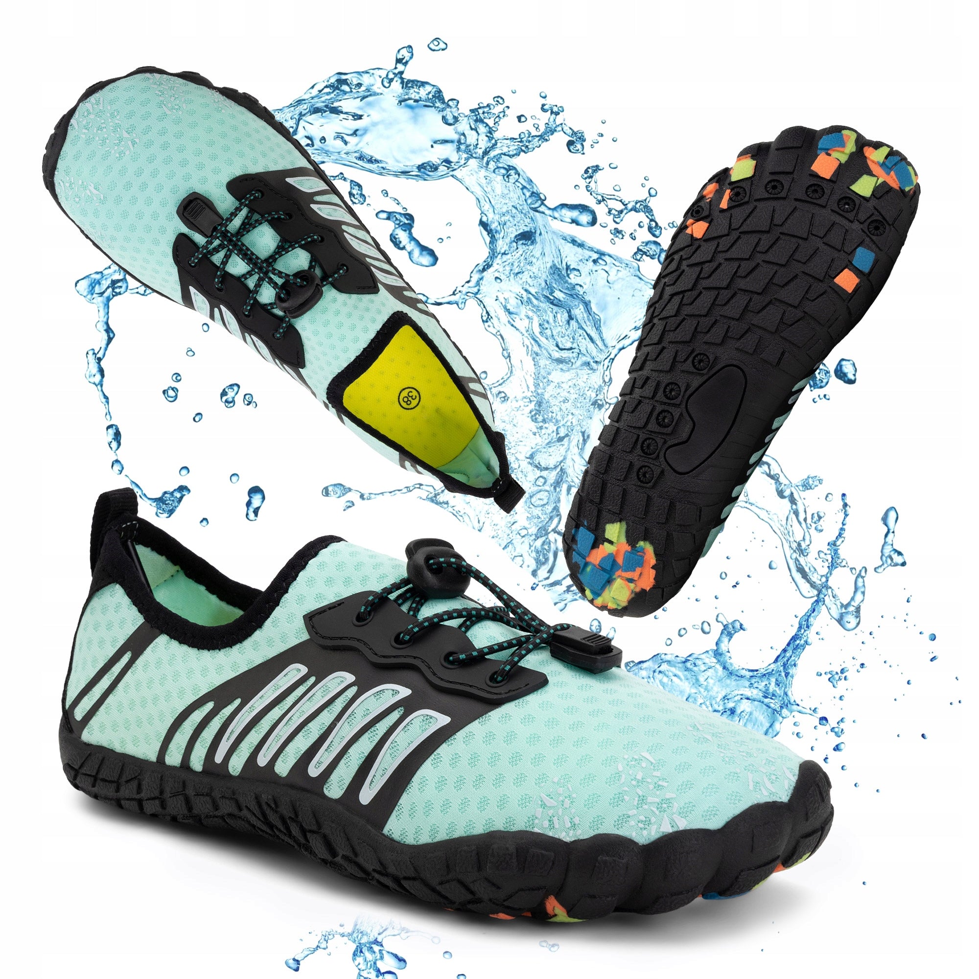 Women's water shoes AQUASTIC WS120 turquoise FOR BEACH ECHINACEA STONES 38