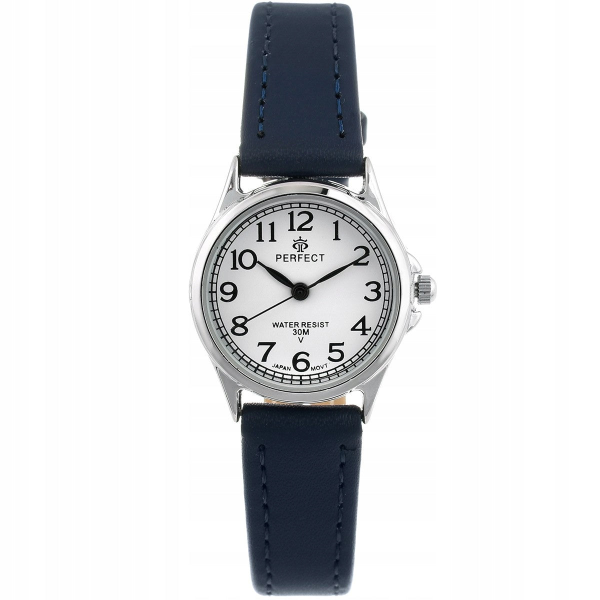 Women's wristwatch leather strap navy blue- s Brand Perfect