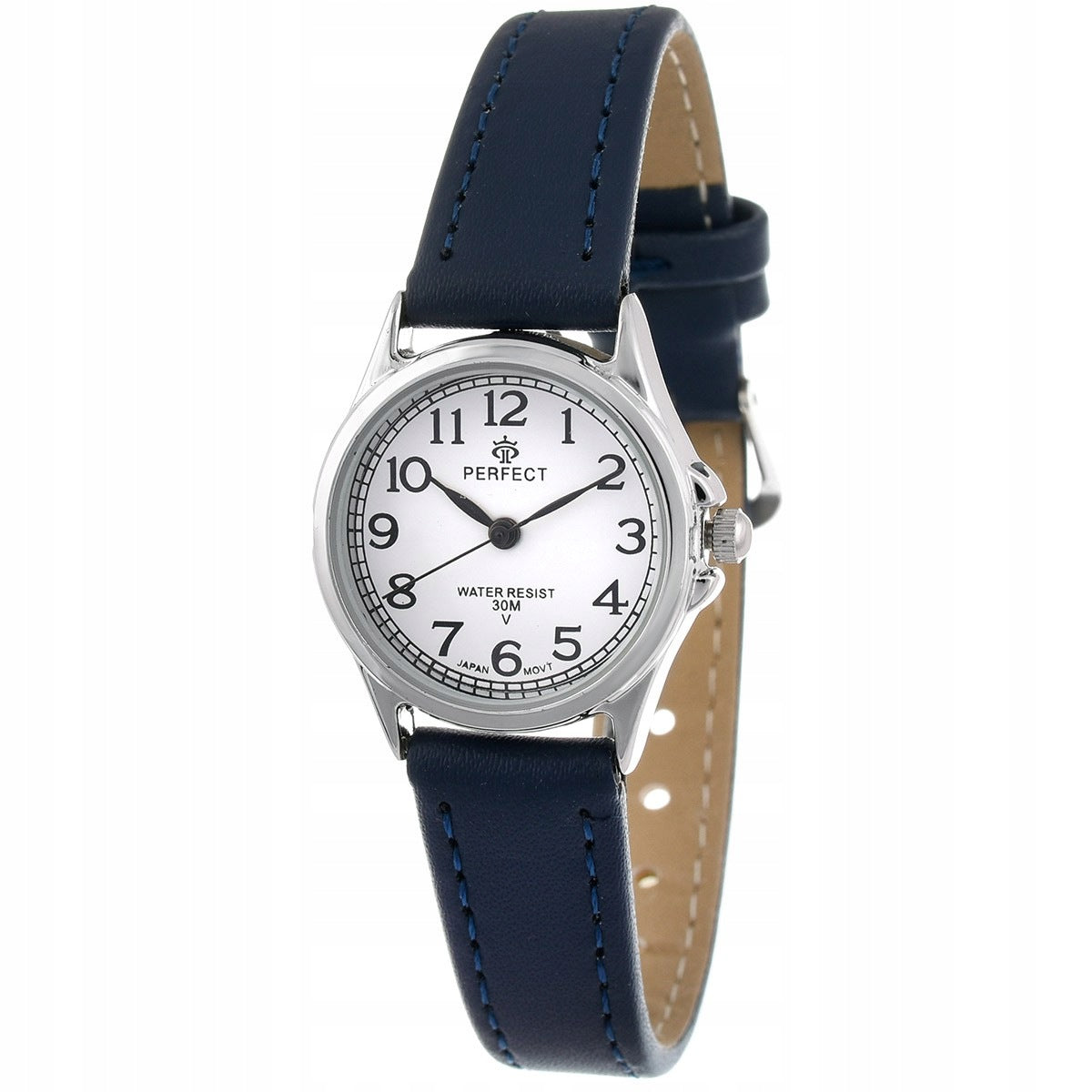 Women's wristwatch leather strap navy blue- s