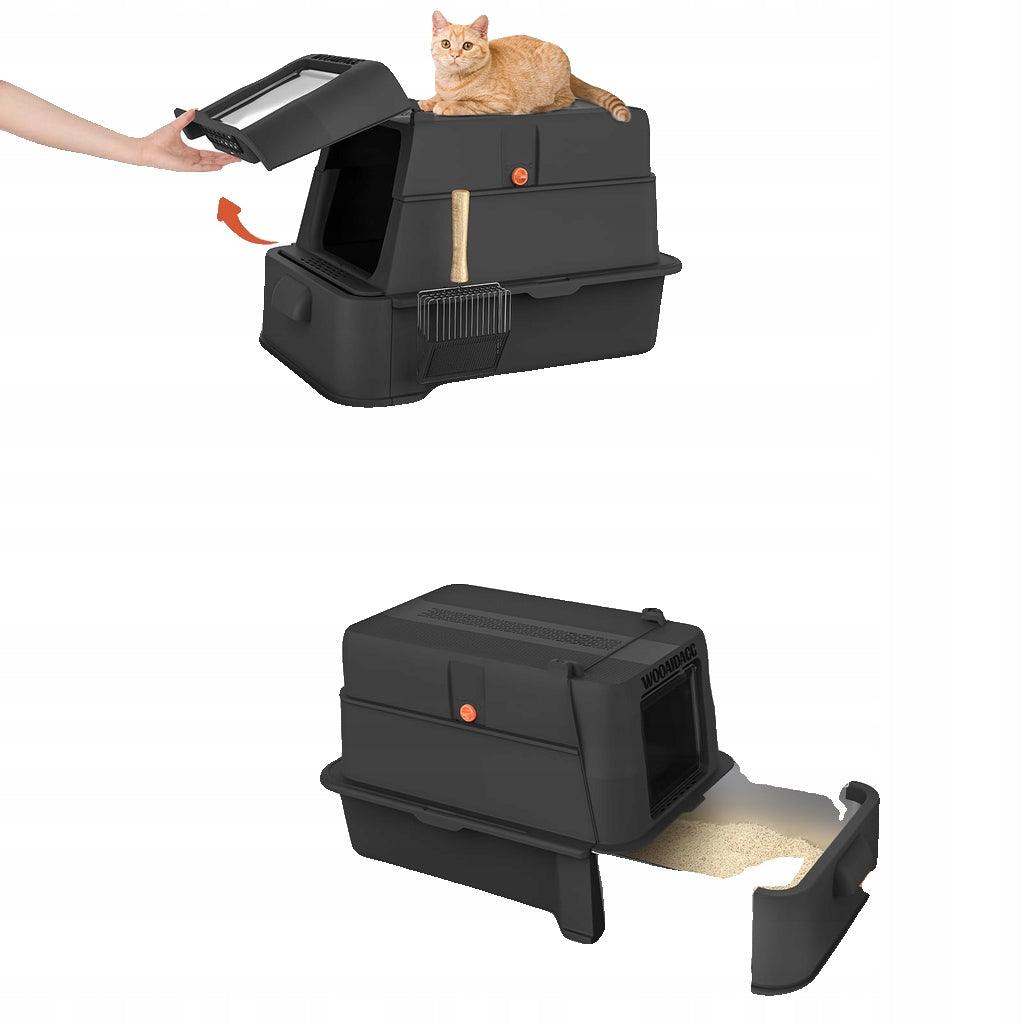 Wooaidagg Toilet Stainless Steel Cat Litter Box with Lid, Black Manufacturer code B0FDX1LN1L