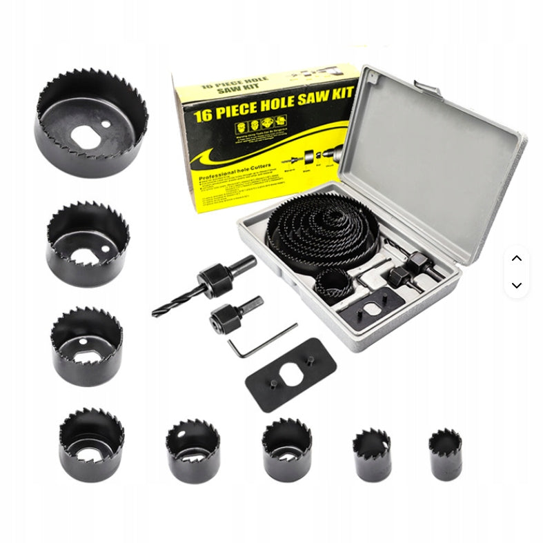 Wood Hole Saw Lace Solid Hole Saws 16 pcs 19-127mm + Cassette Brand Elektromet