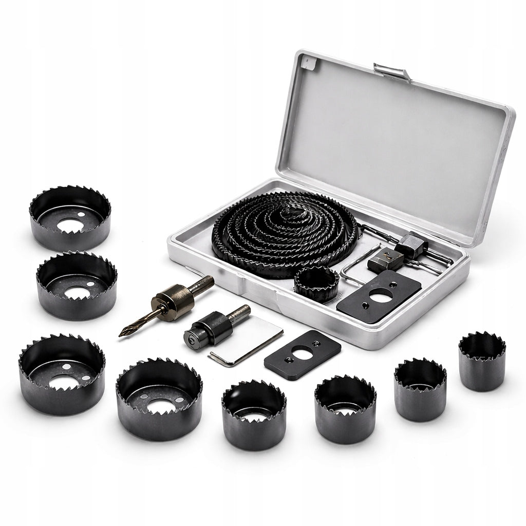 Wood Hole Saw Lace Solid Hole Saws 16 pcs 19-127mm + Cassette Manufacturer code Otwornica do drewna 16 szt. ELEKTROMET