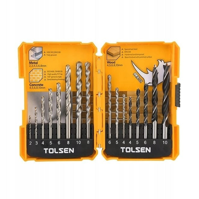 Wood Metal Concrete Drill Bit Set 16 Pcs.