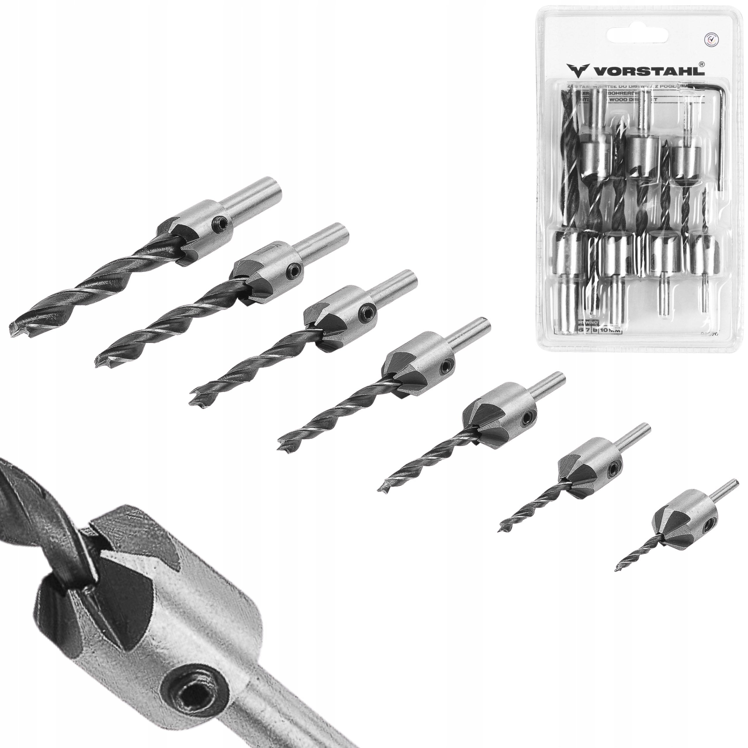 Wood drill bit set with dredge (set of 7) 3-10mm Vorstahl