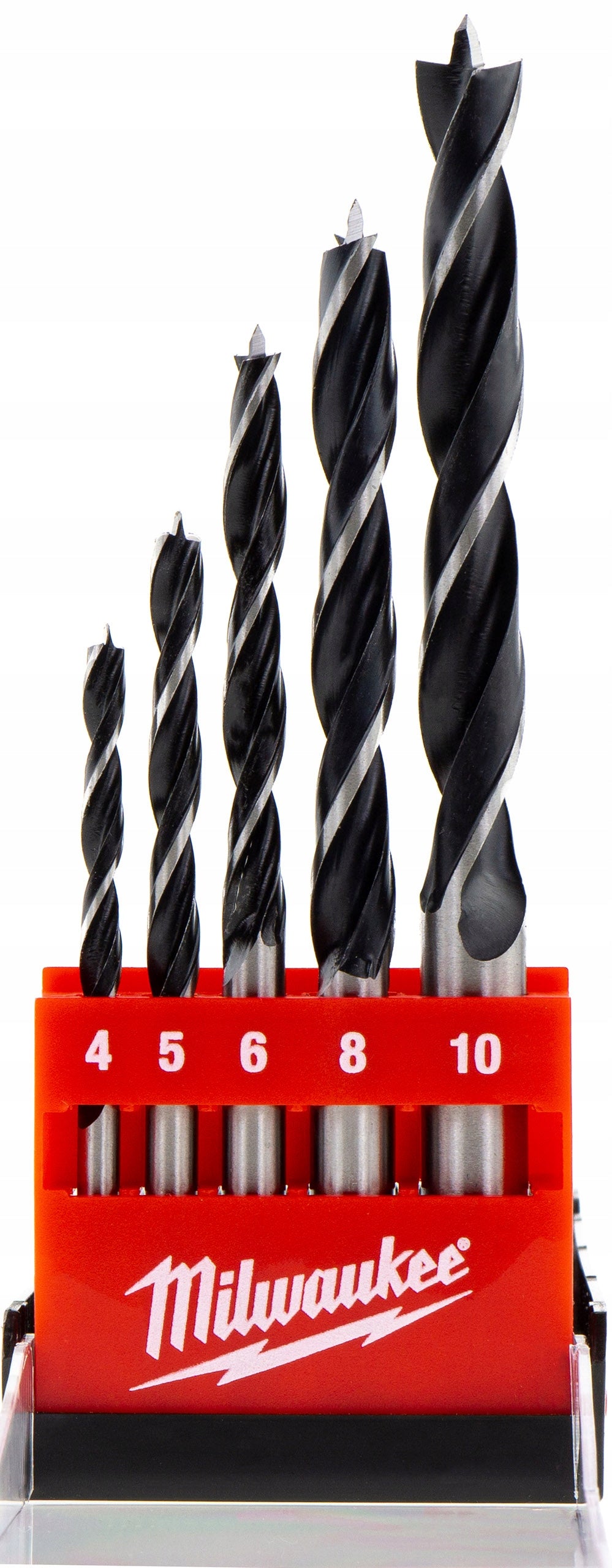 Wood drill bits set of 5 pcs. 4-10 mm Milwaukee cylindrical Packaging status original