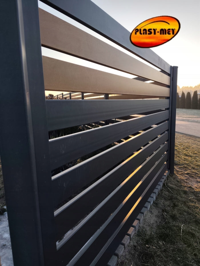 Wood-like metal bars profile 100x20 2,5mm for panel fence Packaging status original