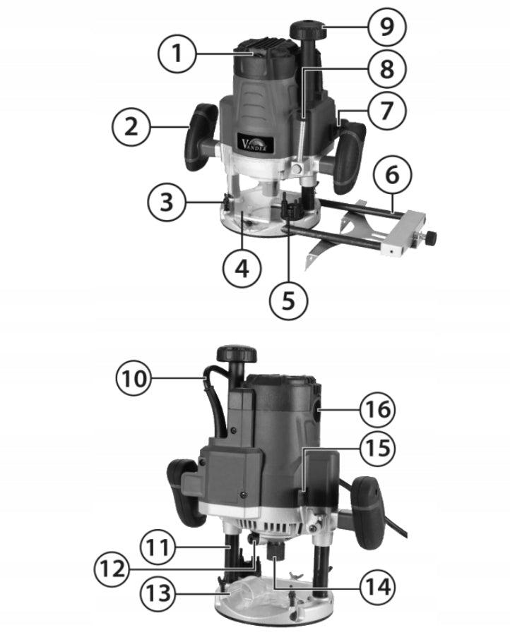 Wood spindle milling machine VFR713 2200 W Manufacturer code VFR713