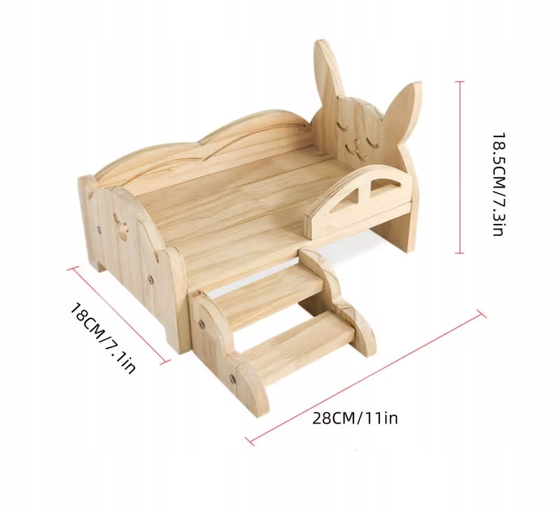 Wooden Bed Rodent Bed with Stairs 18x28x18,5 cm Length 28 cm