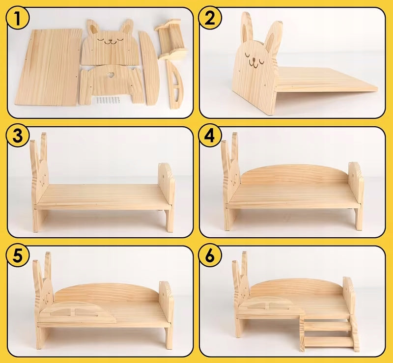 Wooden Bed Rodent Bed with Stairs 18x28x18,5 cm Product width 18 cm
