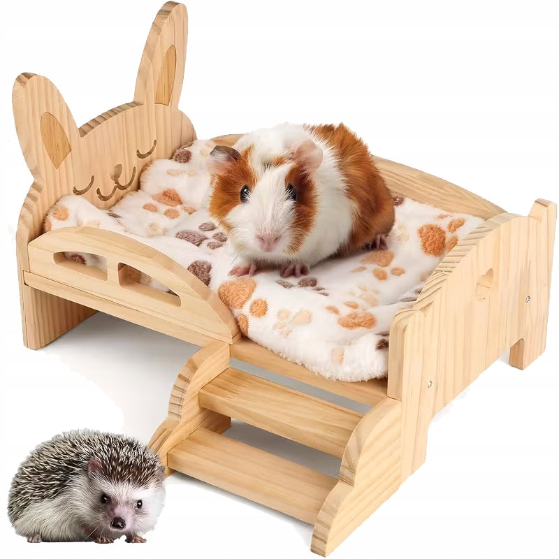 Wooden Bed Rodent Bed with Stairs 18x28x18,5 cm