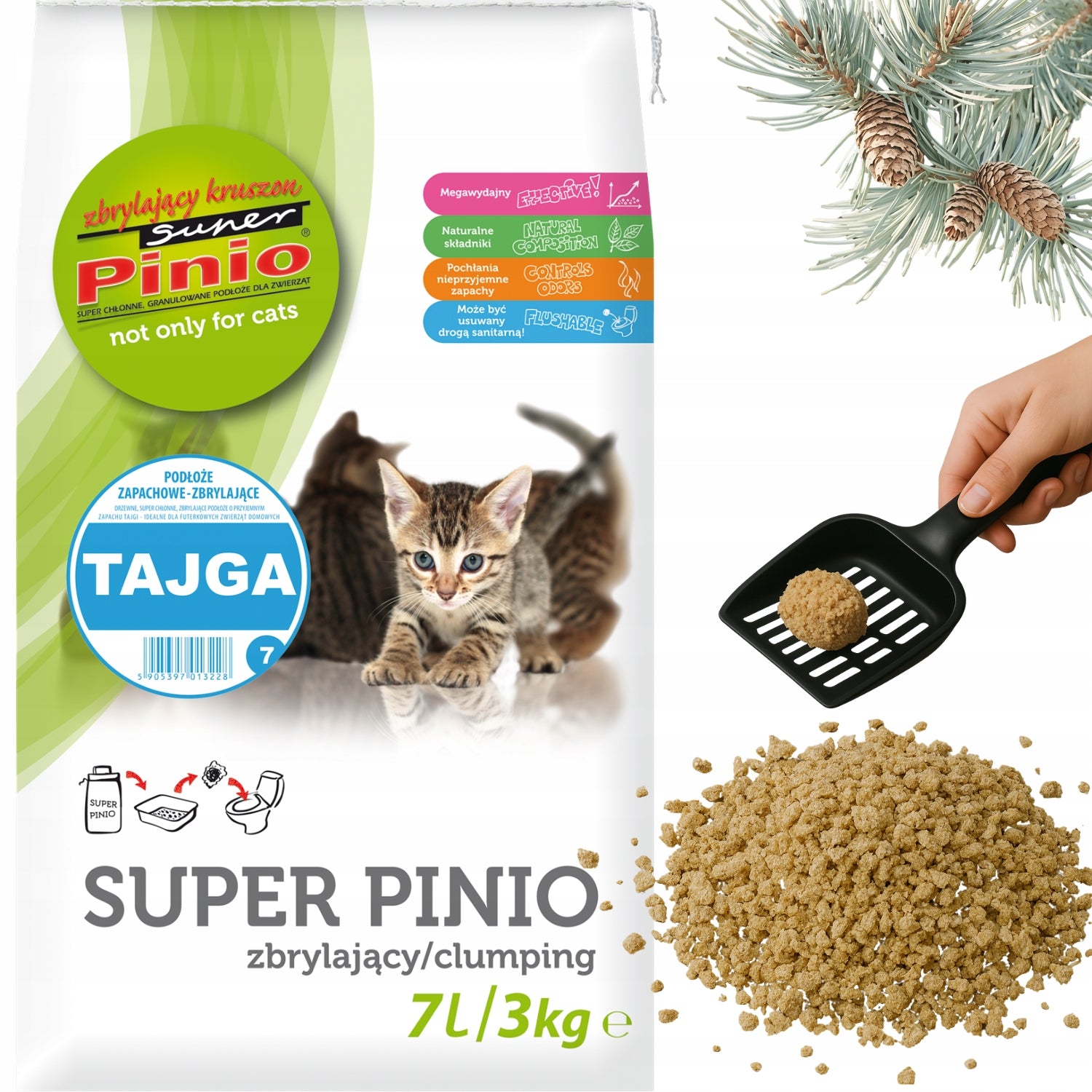 Wooden Cat Litter Zrylating Benek Super Pinio Crush Taiga 7L