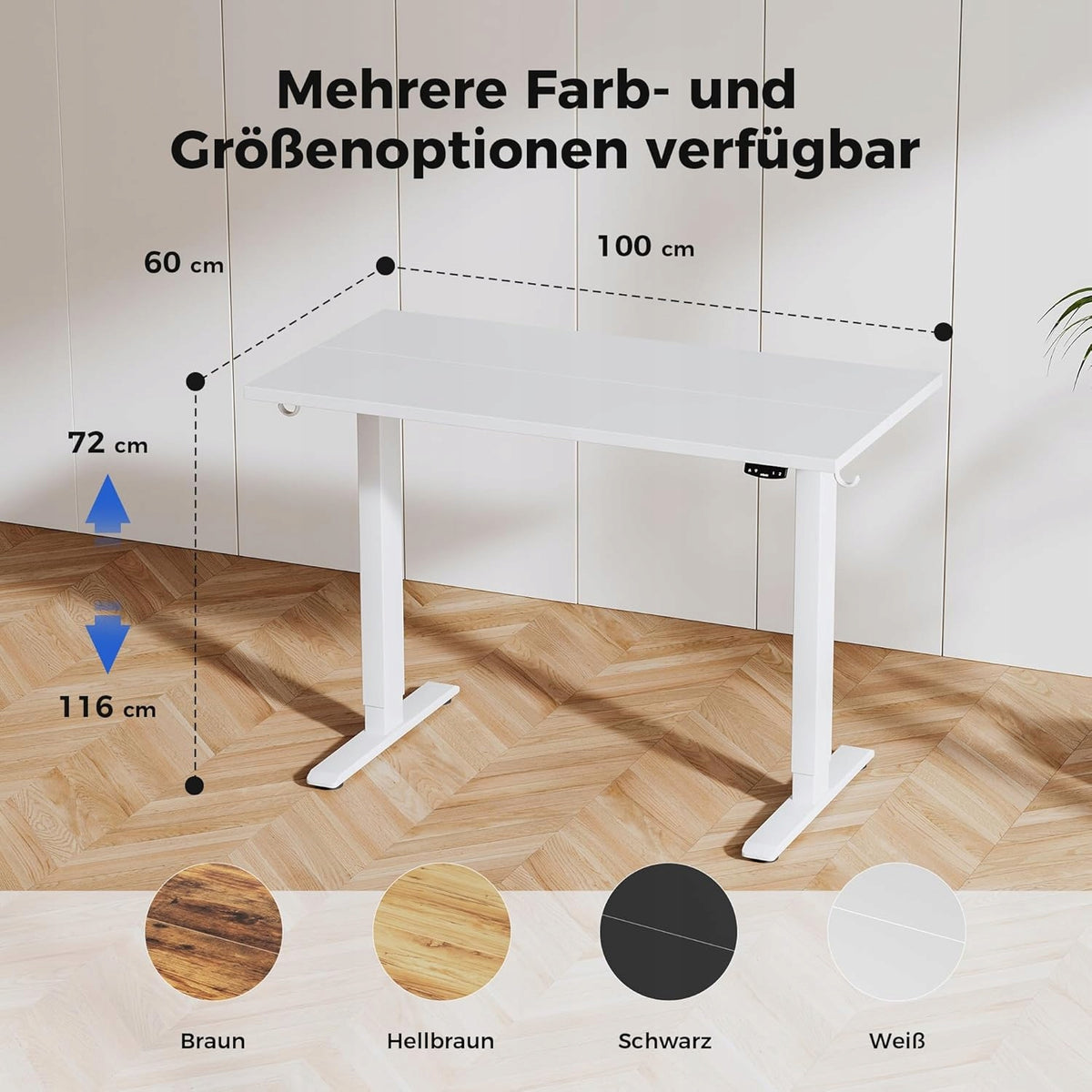 Wooden Desk Electric 100x60 Adjustable Height Standing White EAN (GTIN) 0810072886026